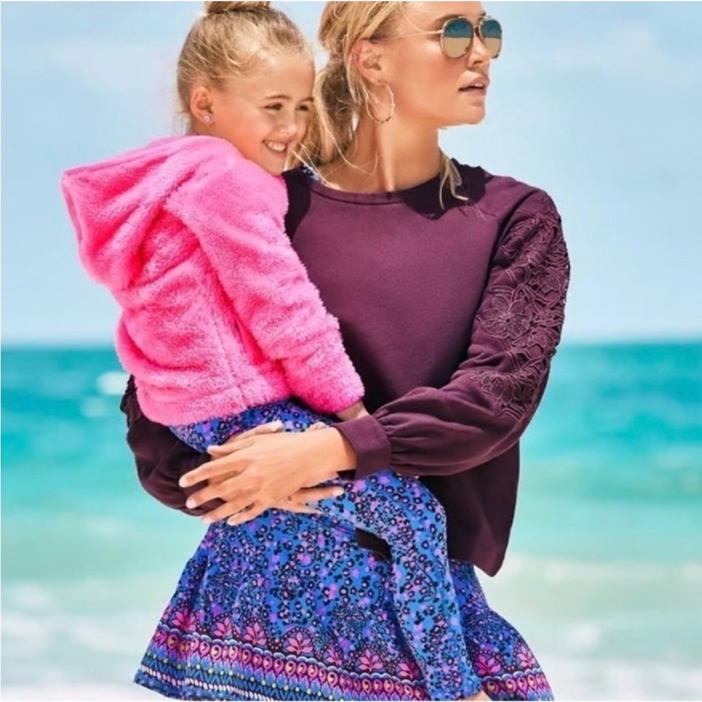 Lily Pulitzer Rooney Sweatshirt w/embroidered Lace-Detail Sleeves